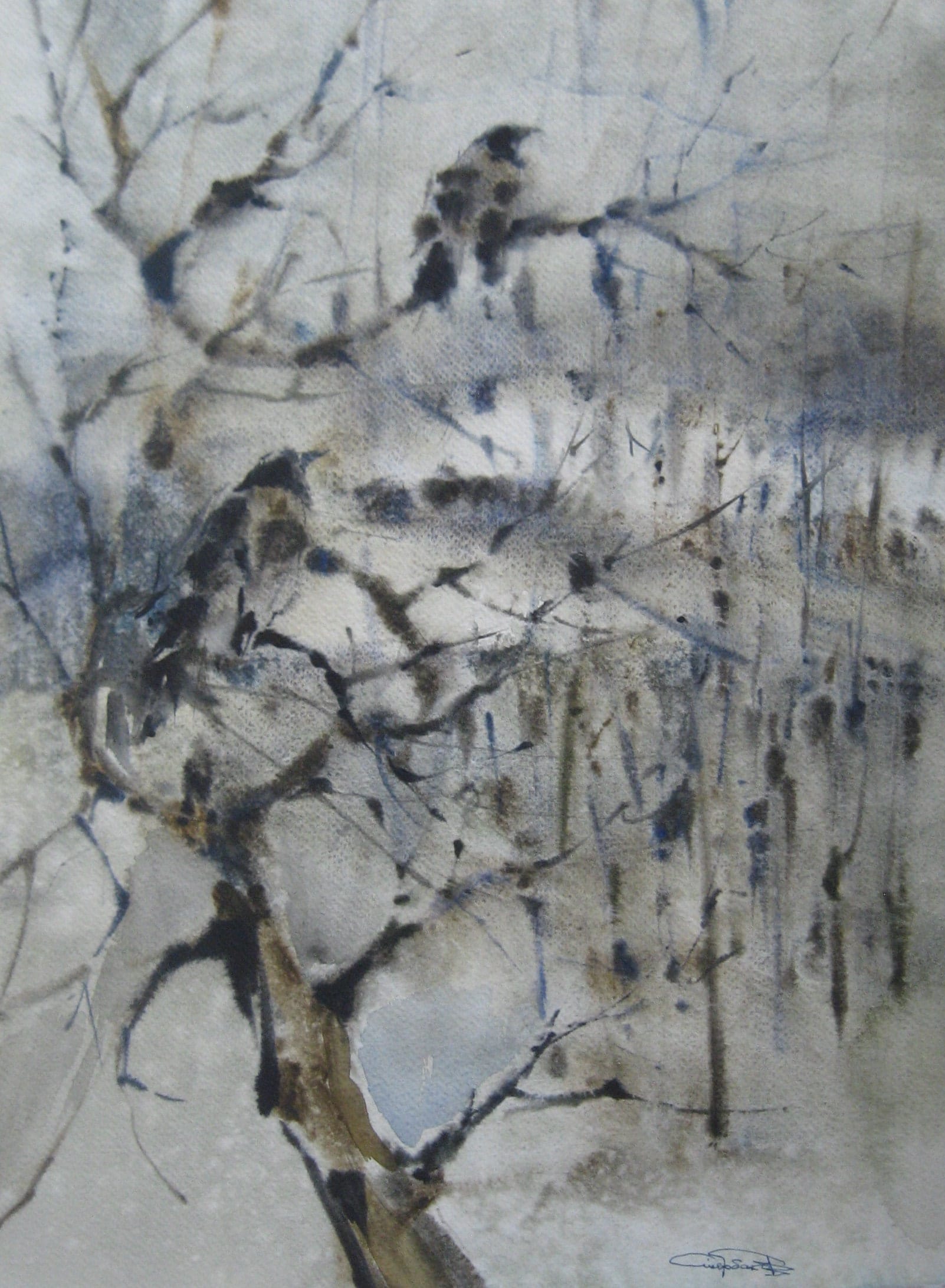Thoughts of Winter — watercolour by Serhii Shcherbakov
