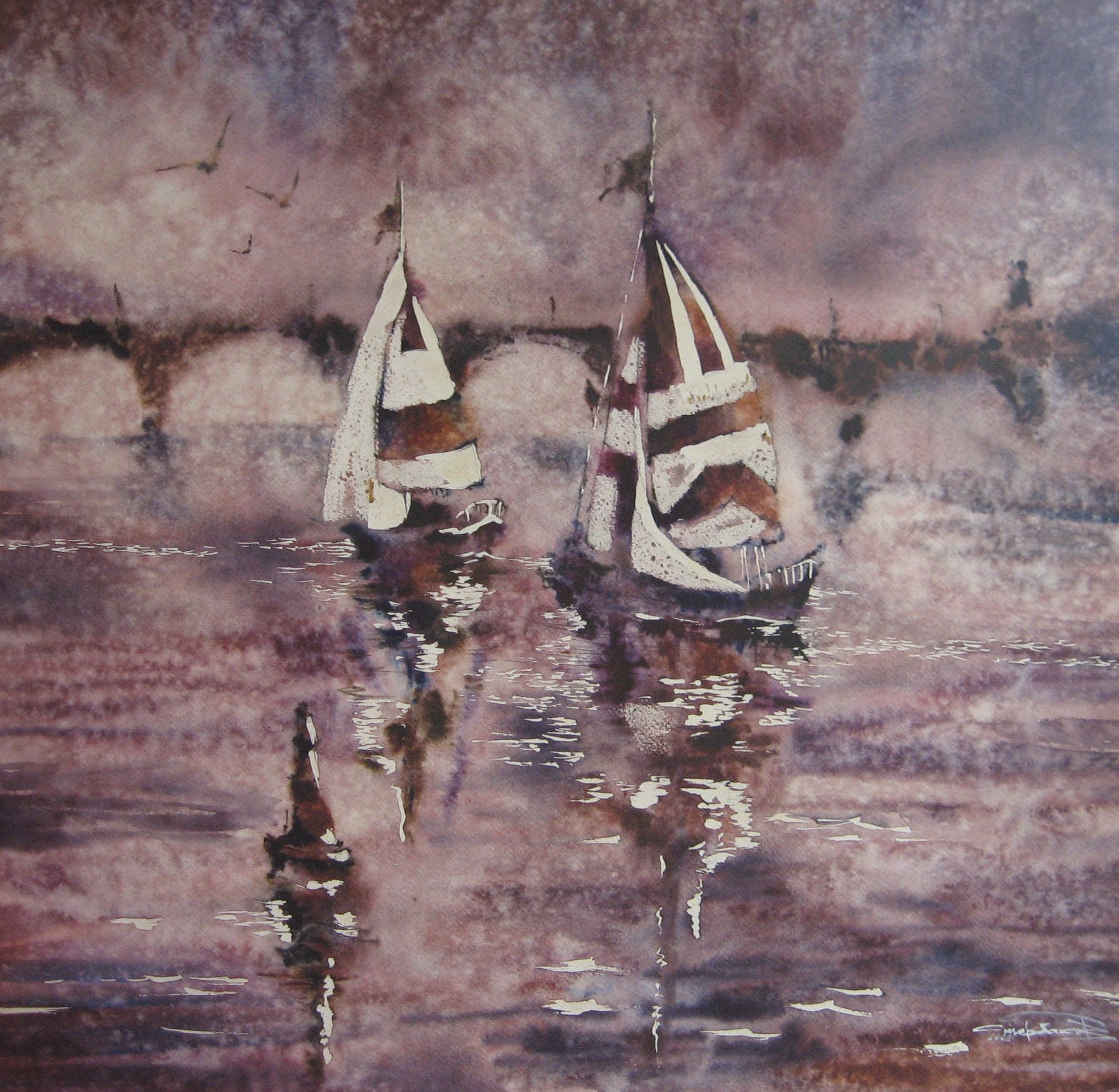 Regatta — watercolour by Serhii Shcherbakov