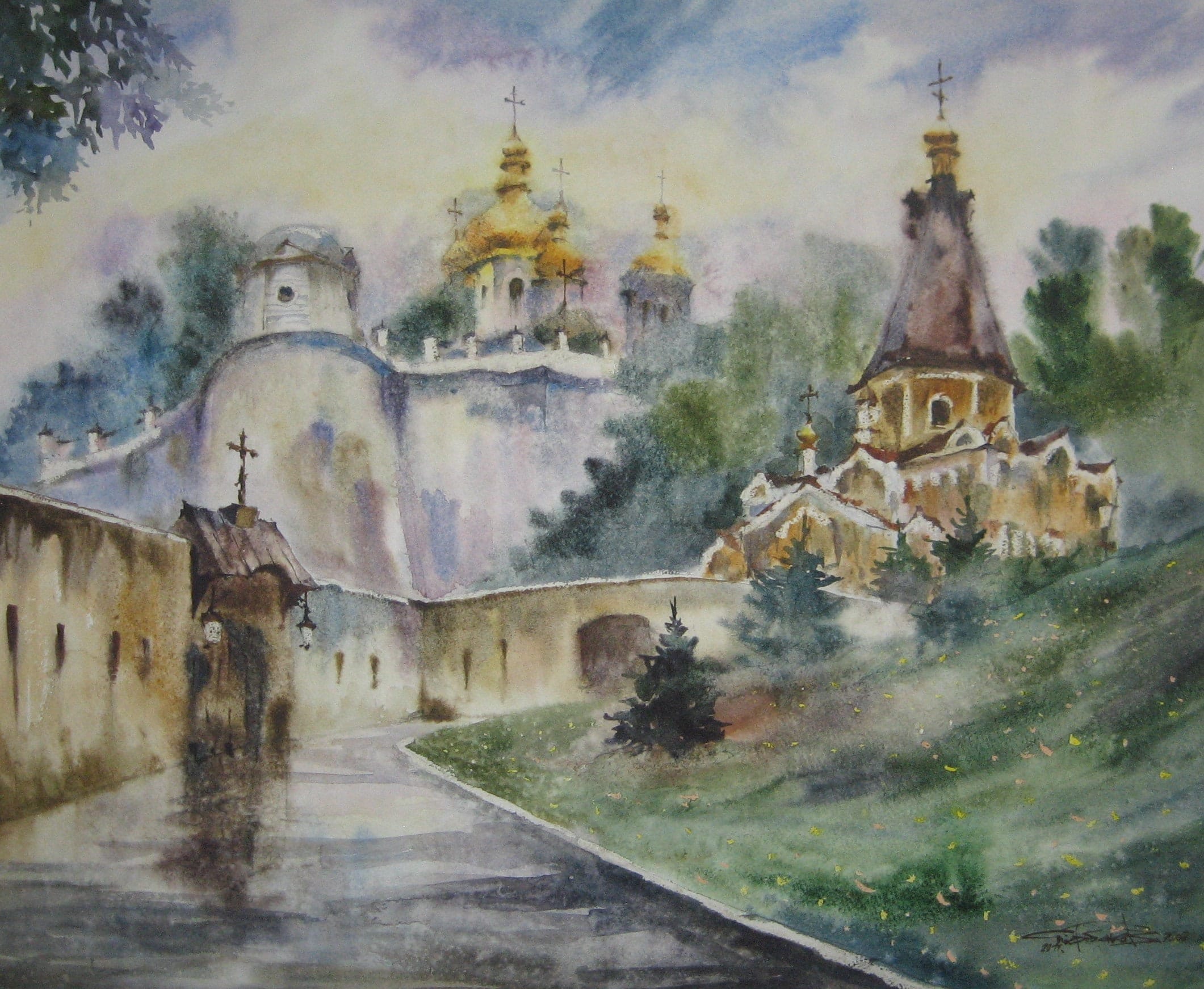 Kyiv Pechersk Lavra — watercolour by Serhii Shcherbakov